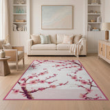 Pink Cherry Blossom Sakura Area Rug