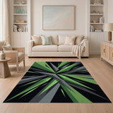 Vibrant Green Geometric Burst Area Rug
