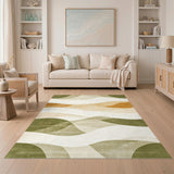 Wave Abstract Wave Beige Area Rug