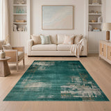 Green Teal Abstract Geometric Area Rug