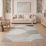 Beige Neutral Overlapping Circles Area Rug