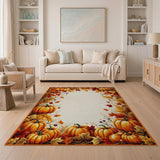 Autumn Pumpkin Harvest Border Rug