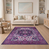 Vibrant Purple Persian Floral Area Rug