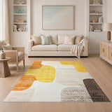 Yellow Abstract Shapes Area Rug
