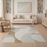 Beige Neutral Abstract Organic Shapes Area Rug