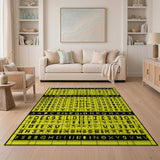 Yellow Pixel Typography Grid Area Rug