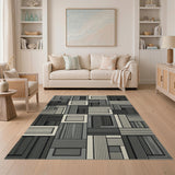Geometric Modern Grey Grey Geometric Abstract Area Rug