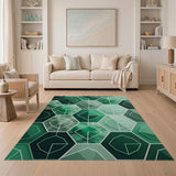 Emerald Crystal Hexagon Green Area Rug