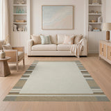 Beige Neutral Woven Frame Area Rug