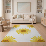 Vibrant Yellow Vibrant Yellow Sunflower Pattern Area Rug