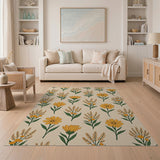 Yellow Marigold Floral Pattern Area Rug