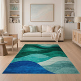 Ocean Wave Blue Teal Area Rug