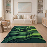 Emerald Wave Geometric Area Rug