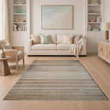 Beige Tan Woven Stripe Heritage Rug