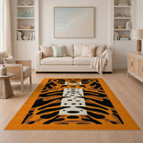 Bold Orange Tiger Face Area Rug