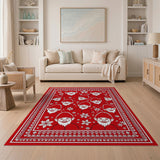 Festive Red Gnome Snowflakes Area Rug