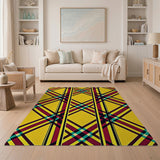 Vibrant Yellow Plaid Geometric Area Rug
