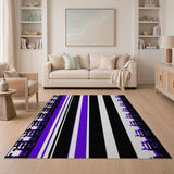 Purple and Black Geometric Striped Area Rug