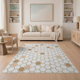 Beige Honeycomb Hexagon Area Rug