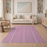 Blush Pink Zigzag Tribal Area Rug