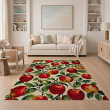 Red Apple Orchard Fruit Pattern Area Rug