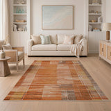 Modern Orange Geometric Abstract Area Rug