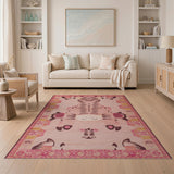 Whimsical Pink Cartoon Tiger Area Rug