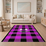 Playful Pink Plaid Smiley Face Area Rug