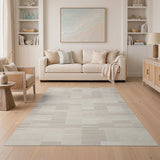 Beige and Neutral Geometric Modern Beige Neutral Geometric Block Area Rug