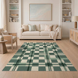 Modern Green Plaid Geometric Area Rug
