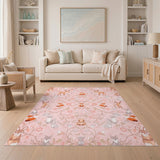 Pink Woodland Animals Kids Area Rug
