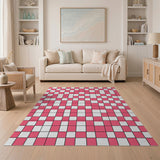 Geometric Modern Vibrant Pink Grid Geometric Area Rug
