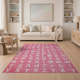 Kids Cartoon Pink Playful Pink Alphabet Kids Area Rug