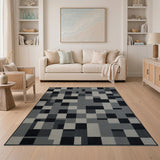 Grey Geometric Modern Geometric Grey Block Area Rug