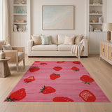 Pink Playful Pink Strawberry Pattern Area Rug