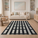 Geometric Modern Grid Black White Grid Geometric Area Rug