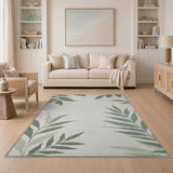 Green Leaf Geometric Area Rug