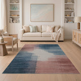 Teal Blush Brushstroke Abstract Area Rug