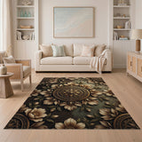 Gold Anemone Floral Medallion Area Rug
