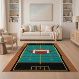 Blue and Teal Teal Football Field Area Rug