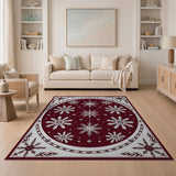 Ornate Snowflake Red Area Rug