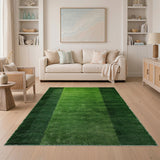 Green Lush Green Vertical Stripe Shag Area Rug
