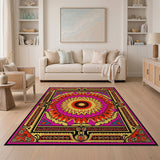 Vibrant Pink Sunburst Persian Area Rug