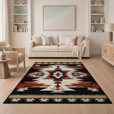 Bold Southwestern Geometric Area Rug Black Red Gold