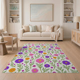 Vibrant Multi-Color Daisy Floral Area Rug