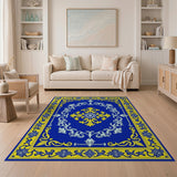 Navy Blue Gold Ornate Persian Area Rug