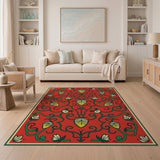 Vibrant Strawberry Vine Red Area Rug