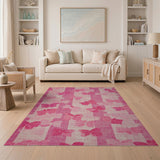 Pink Butterfly Striped Linen Rug