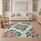 Pink Pink Roses Floral Vintage Area Rug