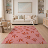 Vibrant Pink Cannabis Leaf Pattern Area Rug